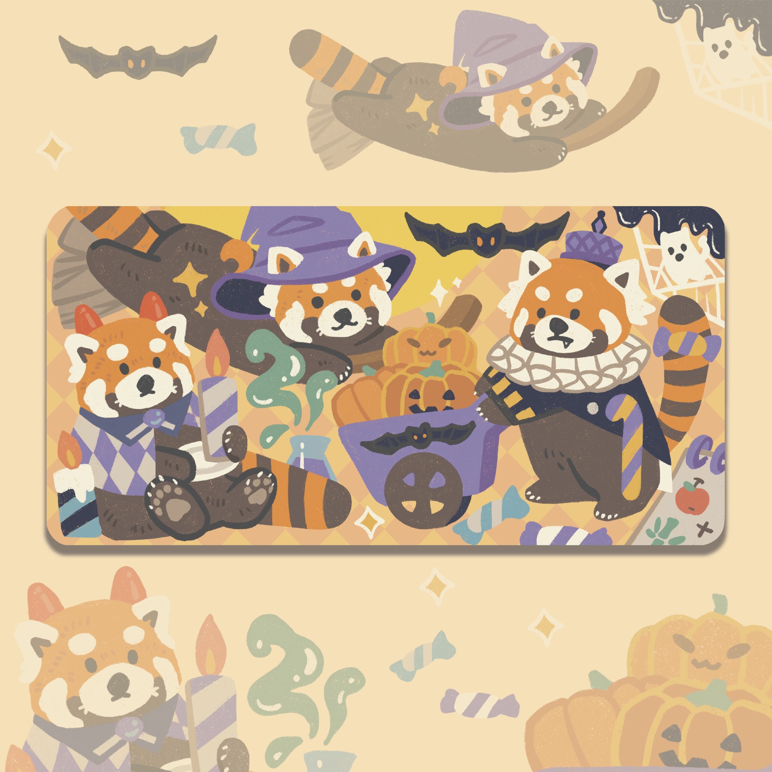 中了貓毒 | 萬聖節小熊貓滑鼠墊