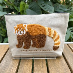 神戶動物王國 | 小熊貓灰色刺繡化妝袋